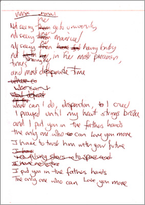 handwritten draft of We Laughed song 1