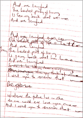 handwritten draft of We Laughed song 3